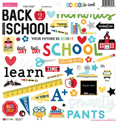 School Is Cool Chipboard Icons - Bella Blvd   - Clearance