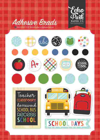 I Love School Adhesive Brads - Echo Park