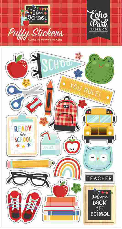 I Love School Puffy Stickers - Echo Park