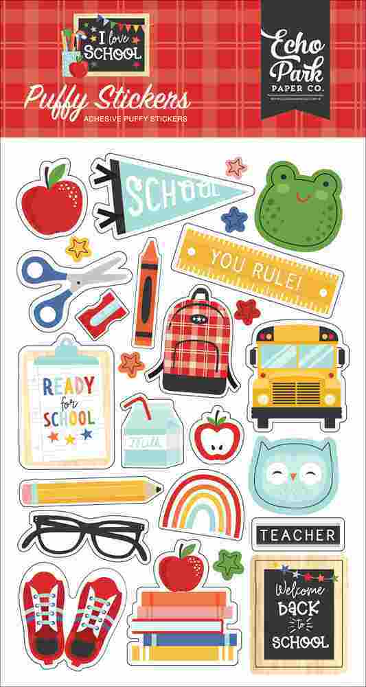 I Love School Puffy Stickers - Echo Park
