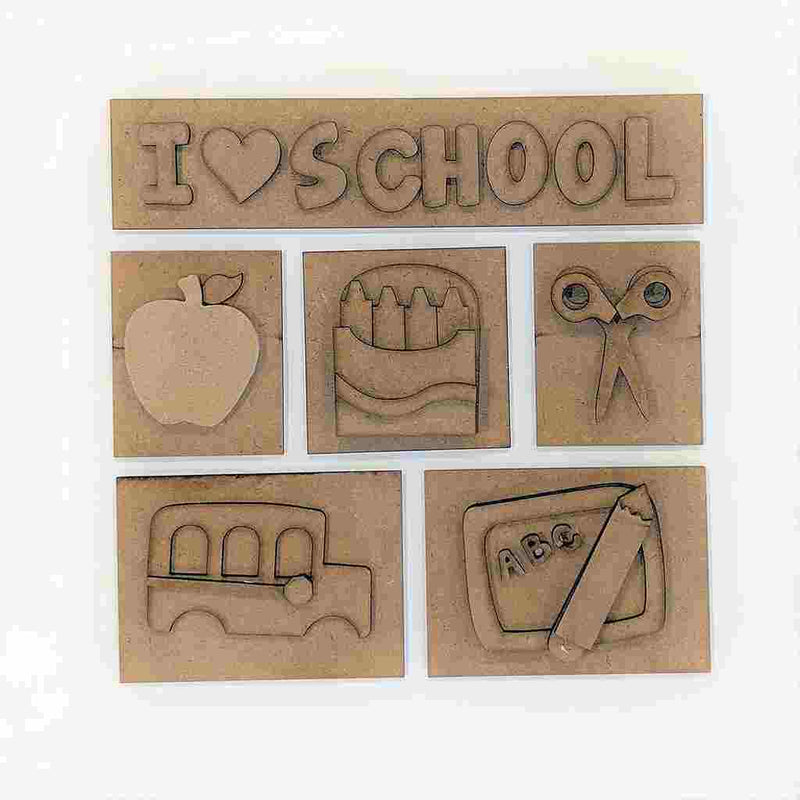 School Shadowbox Wooden Pieces