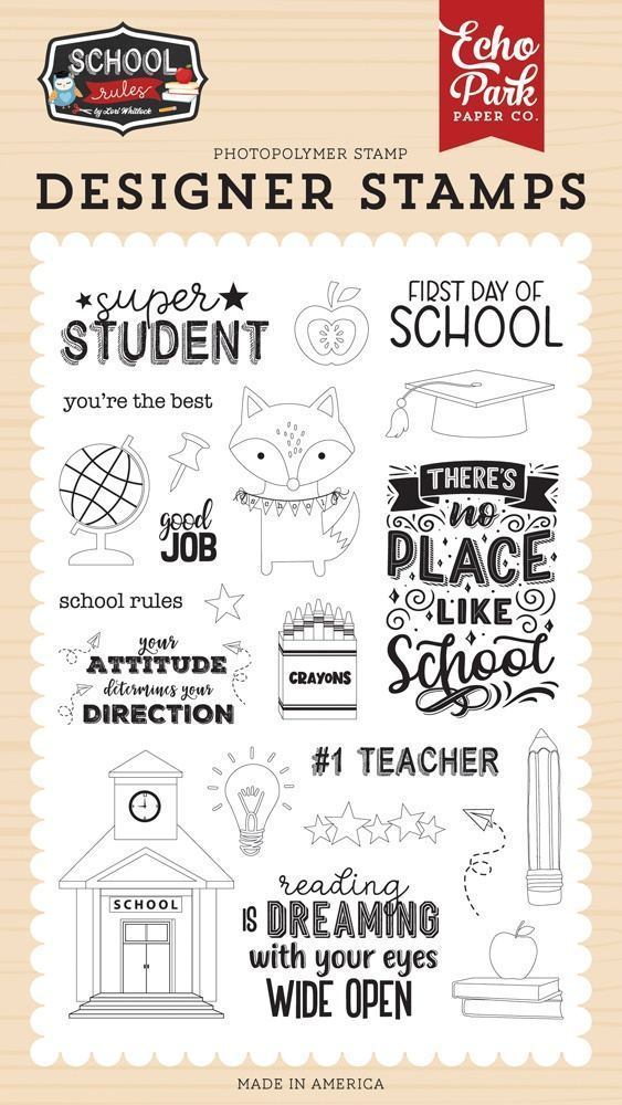 Super Student Stamp Set - School Rules - Echo Park - Clearance
