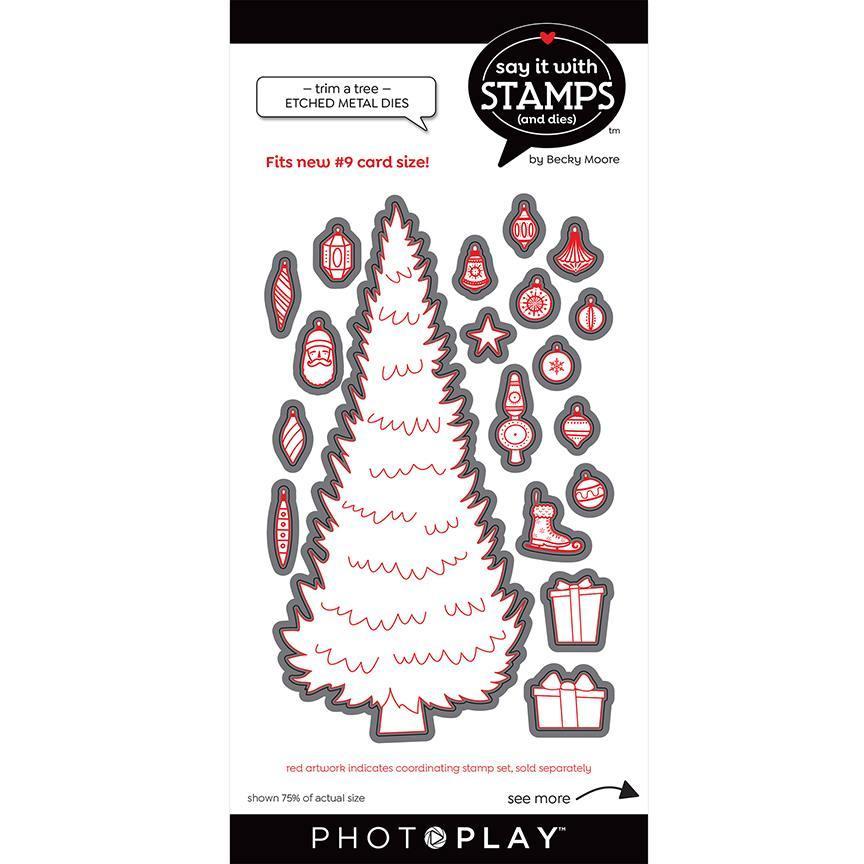 #9 Trim A Tree Dies-Say It With Stamps-PhotoPlay