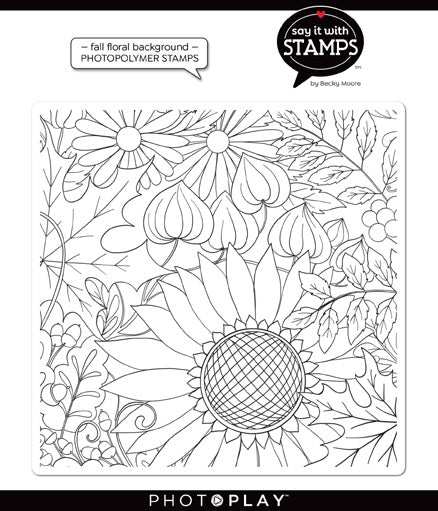 Fall Floral Background Stamp - Say It With Stamps - PhotoPlay - Clearance