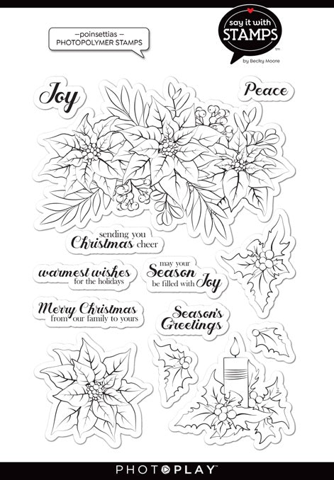 Poinsettia Stamps - Say It With Stamps - PhotoPlay