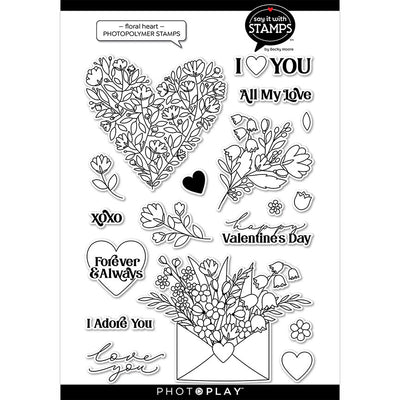 Floral Heart Stamps - Say It With Stamps - Becky Moore - PhotoPlay