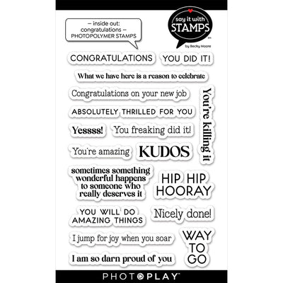 Inside Out: Congratulations Photopolymer Die - Say It With Stamps Collection - Becky Moore - PhotoPlay