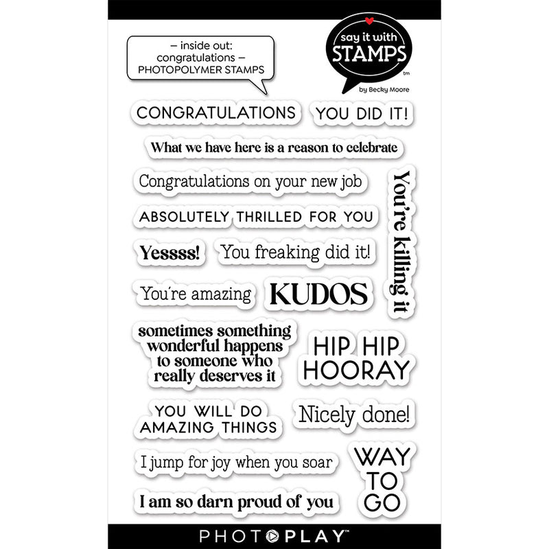 Inside Out: Congratulations Photopolymer Die - Say It With Stamps Collection - Becky Moore - PhotoPlay