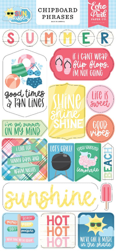 Chipboard Phrases - Sun Kissed Collection - Echo Park