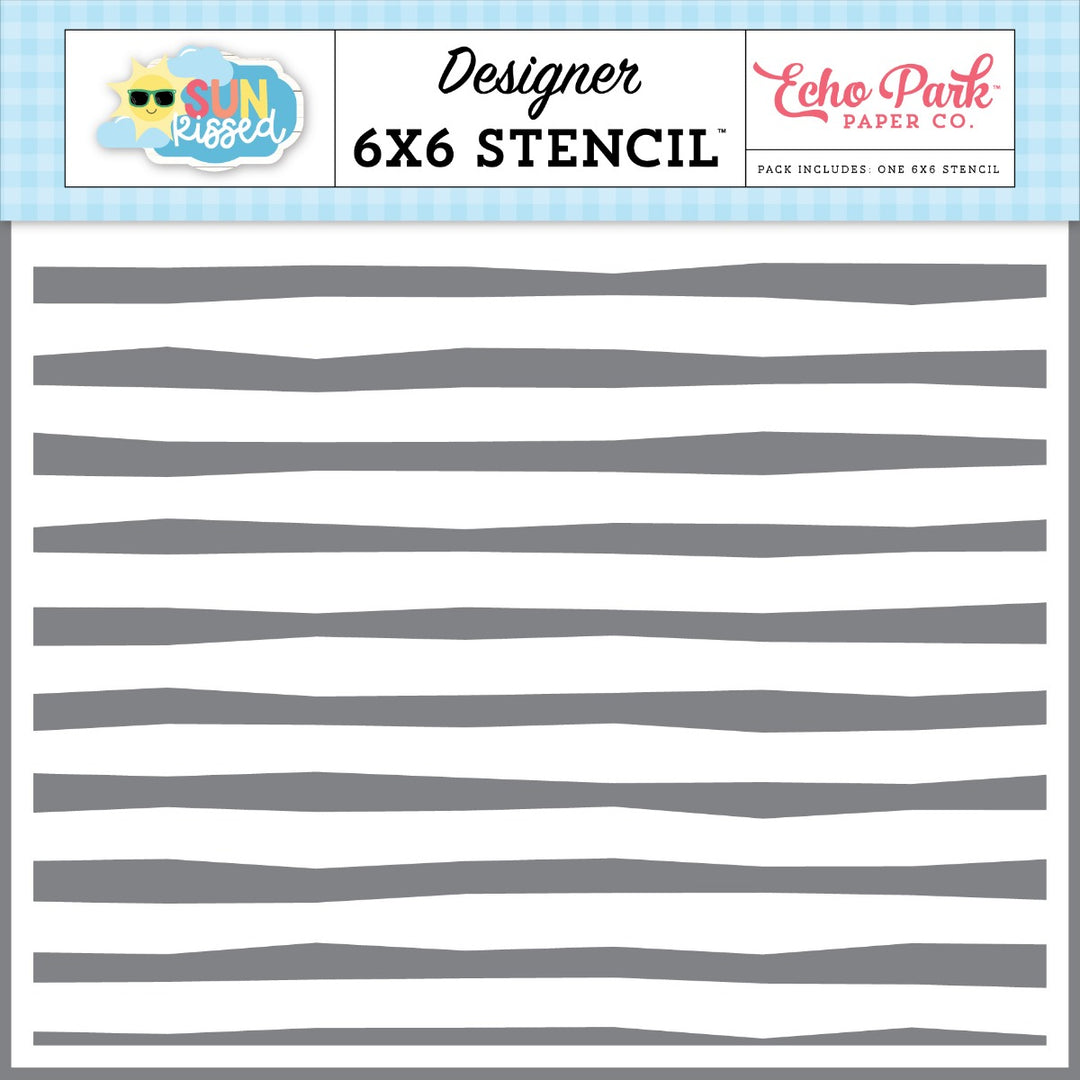 Life Is Sweet Stripes Stencil, 6x6 - Sweet Sun And Cool Clouds Die Set - Sun Kissed Collection - Echo Park
