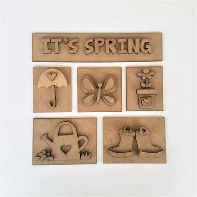 Foundations Decor It's Spring Shadowbox Wood Pieces