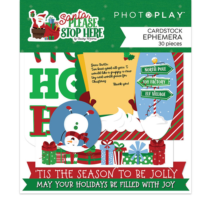 Cardstock- Ephemera-Santa Please Stop Here Collection- Photo Play