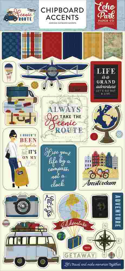 Scenic Route 6" x 13" Chipboard Accents - Echo Park - Clearance