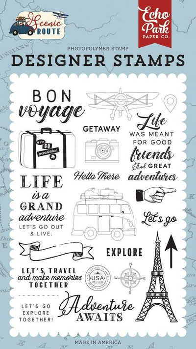Let's Go Travel Stamp Set - Scenic Route - Echo Park - Clearance