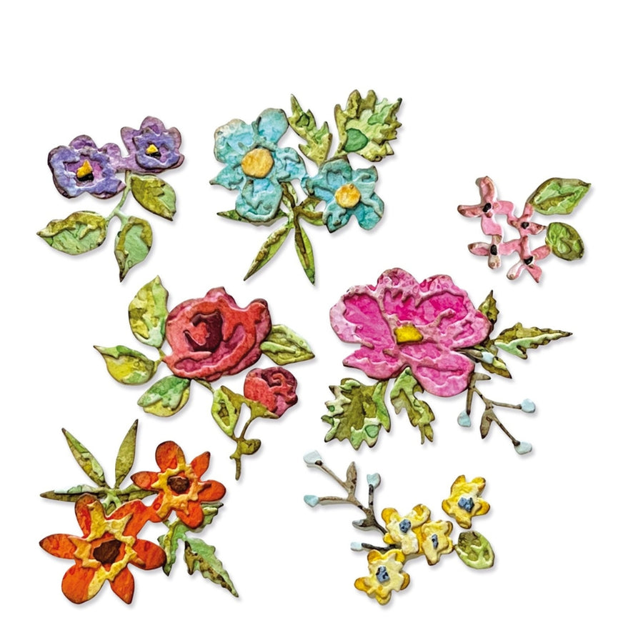 Brushstroke Flowers Mini Thinlits Die Set- Tim Holtz - Sizzix