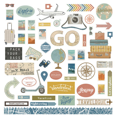 12" x 12" Cardstock Stickers - Travelogue Collection- Photo Play 