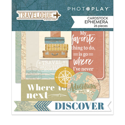 Cardstock- Ephemera- Travelogue Collection- Photo Play