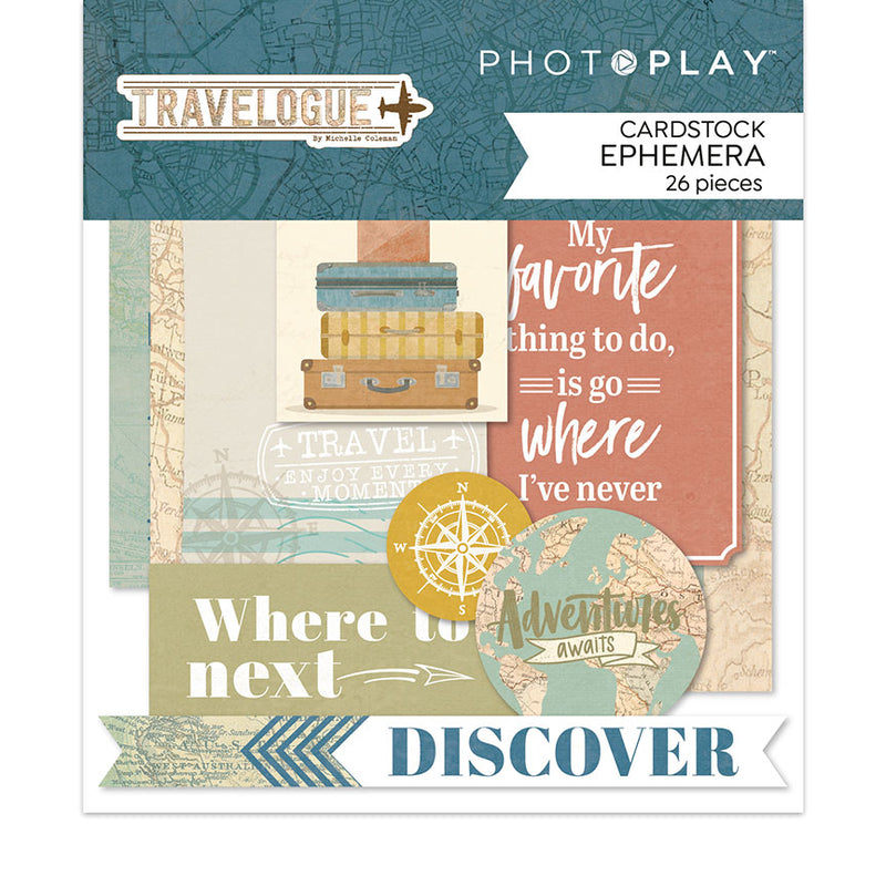 Cardstock- Ephemera- Travelogue Collection- Photo Play