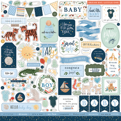 Welcome Baby Boy Element Stickers - Echo Park