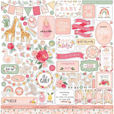 Welcome Baby Girl Element Stickers - Echo Park
