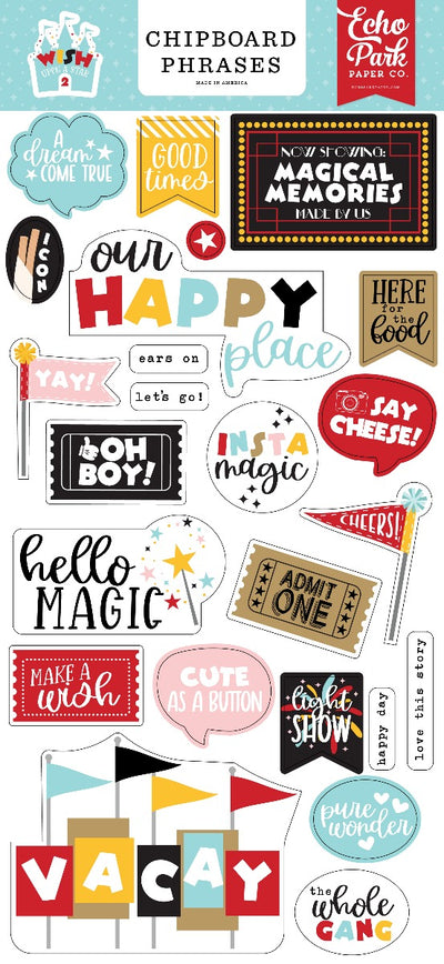 Chipboard Phrases Embellishments, 6x13 - Wish Upon A Star 02 - Echo Park